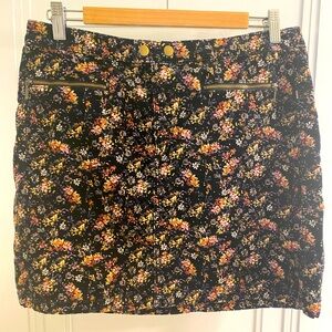 Floral corduroy mini skirt